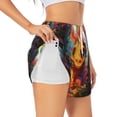 thumbnail image 3 of Lsque Colorful Flower Chameleon Printed Women's Running Shorts with Liner Pockets,Elastic Quick Dry Workout Athletic Gym Yoga Shorts,Womens High Waist Shorts-X-Large, 3 of 9
