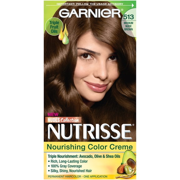 Garnier Nutrisse Nourishing Hair Color Creme, 513 Medium Nude Brown