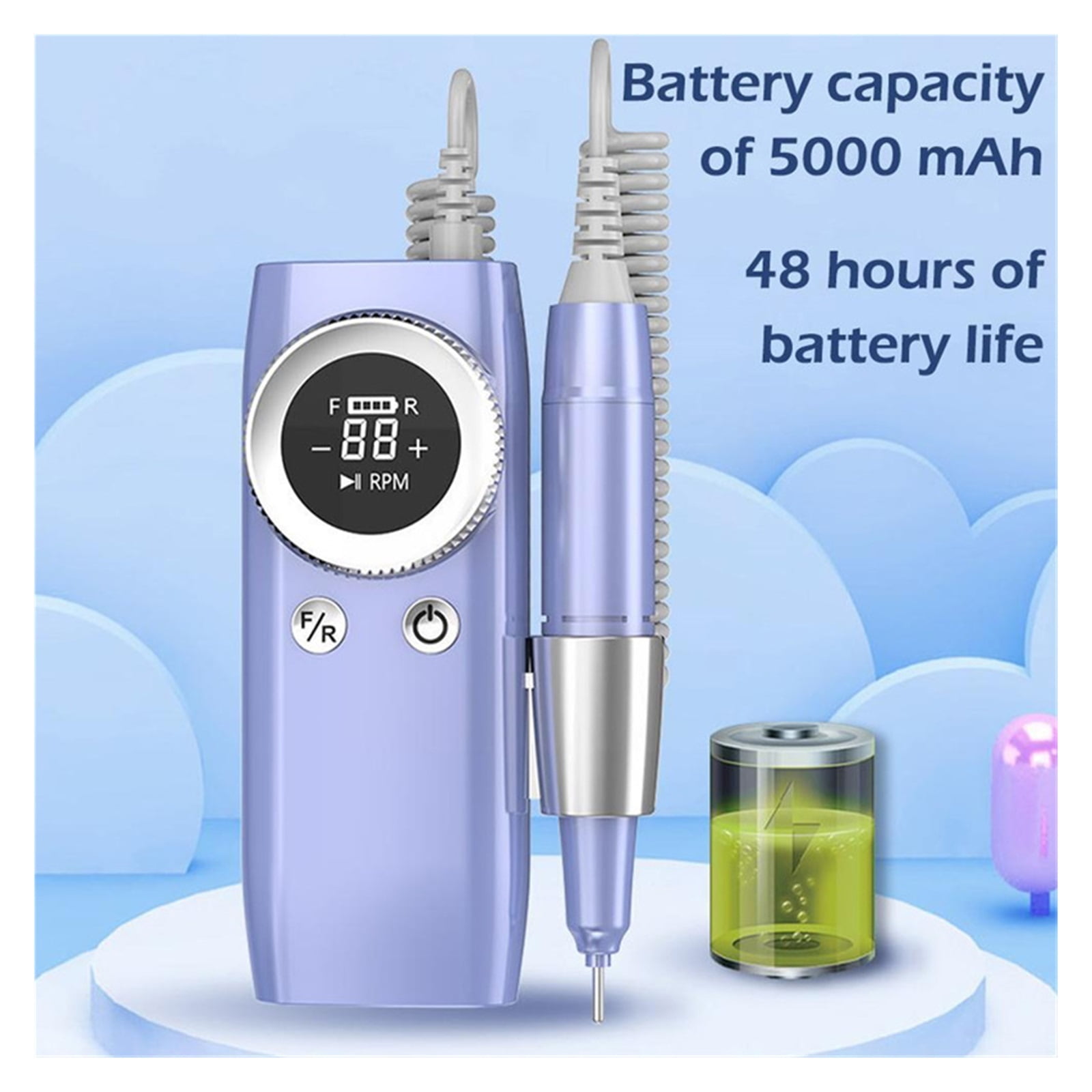 45000RPM Electric Nail Drill Machine Rechargeable Portable Acrylic Gel Nails Manicure Pedicure Polishing Shape Care Salon Device ,Low Noise
