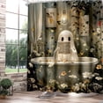 thumbnail image 5 of Coziro Vintage Bathtub Ghost Halloween Shower Curtain 72x72 Dark Floral Waterproof Polyester Bathroom Decor Panel with Real Scene Display, Machine Washable, 5 of 8