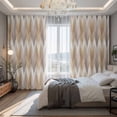 thumbnail image 2 of Brown Grey Geometric Blackout Curtains for Bedroom/Living Room, Pinch Pleated Black Out Curtains, Southwest Ethnic Country Room Darkening Window Drapes with Hooks 2 Panels, 39"x70", 2 of 8