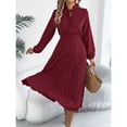 thumbnail image 5 of Gamivast A Line Dress for Women Long Sleeve Tie Neck Pleated Midi Dress Smocked Waist Flowy Party Attire Elegant Classy Office Work Wear Event Outfits, 5 of 8