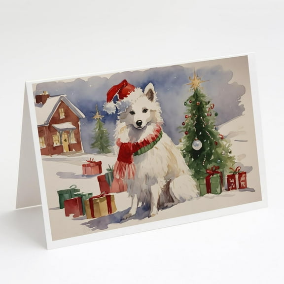 American Eskimo Christmas Greeting Cards and Envelopes Pack of 8 7 in x 5 in