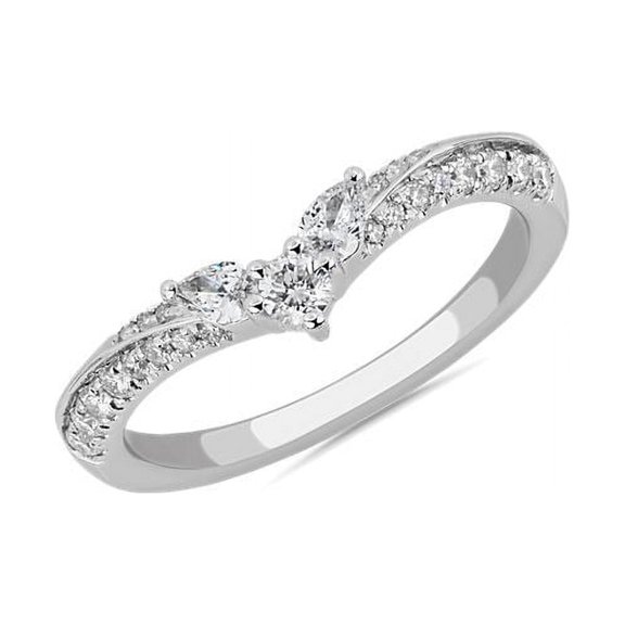 0.30 Carat Brilliant Pear Cut Natural Diamond Radiating Half Eternity Band for Anniversary Solid 950 Platinum Size 7