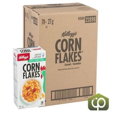 Kellogg's Corn Flakes Paquets Individuels 27g (70/caisse) - 4,19 lbs Choix Classique pour le Petit Déjeuner