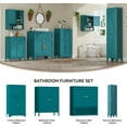thumbnail image 6 of Narrow Bathroom Cabinet, Metal Storage Cabinet with 4 Adjustable Shelves and 2 Barn Doors,Tall Kitchen Pantry for Living Room, Home Office, Dining Room,Blue, 6 of 7