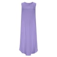 thumbnail image 4 of Womens Summer Dresses Casual And Linen Solid Color Causal Turndown Collar Sleeveless Button Dress Loose Flowy Beach Sundress, 4 of 6