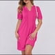 thumbnail image 5 of Vestido Tipo Túnica con Cuello en V, Informal, de Corta Abullonada, para Mujer, 2025 Rosa Roja L, 5 of 6