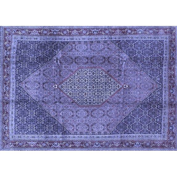 Ahgly Company Machine Washable Indoor Rectangle Medallion Blue Traditional Area Rugs, 4' x 6'