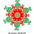 thumbnail image 3 of Designer Rangoli Réutilisable Rond Rangoli Acrylique Rangoli Décorations de Festival Traditionnel Indien Navratri Décoration de Sol Cadeau pour Maison Intérieur Pendaison de Crémaillère (Taille:-14 Pouces) (Rouge, Vert), 3 of 5