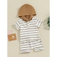 thumbnail image 2 of Bagilaanoe 2pcs Toddler Baby Boy Shorts Set Short Sleeve Stripe Hood T Shirt Tops + Shorts 6M 12M 18M 24M 3T Kids Casual Summer Clothes, 2 of 8