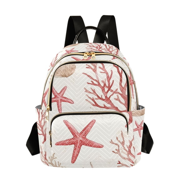 FORMRS Mini Backpack Purse for Women Travel Daypack Casual Shoulder Bag, White Starfish