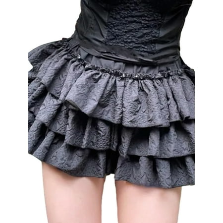 vera natura Women s Bloomers Shorts Solid Color 3D Wrinkled Layered Ruffle Elastic Waist Short Pants Summer Casual Shorts