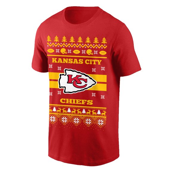 NFL Kansas City Chiefs Chiefs Ugly Xmas Red Large T-Shirt