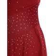 thumbnail image 6 of Sholeno Women Dance Dress Rhinestones Adorned Straps Backless Side Slit Flowy Asymmetrical Hem Dress Burgundy L, 6 of 7
