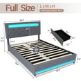 thumbnail image 4 of LED Bed Frame Full Size with 4 Storage Drawers + 2 USB Ports and Outlets, Adjustable Upholstered Headboard, Solid Wooden Slat Support, No Box Spring Needed(Dark Grey-Full), 4 of 7
