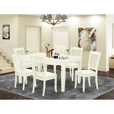 East West Furniture Dining Room Set Linen White, WEDA7-WHI-C