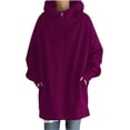 thumbnail image 5 of LAKIDAY Womens Long Zip Up Hoodie Jacket Oversized Sweatshirts Fleece Casual Pockets 2023 Fall Drawstring Long Hooded Coats, 5 of 6