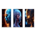 thumbnail image 2 of Designart "Futuristic Portrait Iridescent Woman II" Abstract Portraits Framed Wall Art Set Of 3 - Blue Transitional Frame Gallery Wall Set For Home Decor, 2 of 6