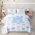 thumbnail image 2 of Manfei Aesthetic Blue Bow Twin Quilt Set For Kids,Letter H Monogram Letter Twin Coverlet Set,2pcs, 2 of 7