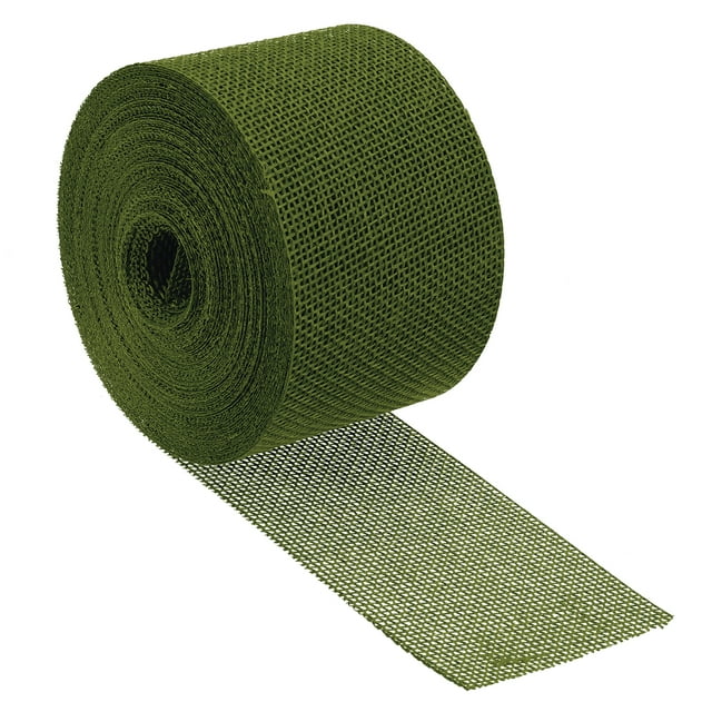Unique Bargains 2 Inch x 11 Yards Jute Crafts Party Wrapping Decoration Burlap Fabric Ribbon Dark Green