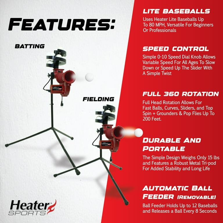 Heater Sports Slider Lite Curveball Baseball Pitching Machine with