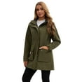 thumbnail image 6 of QHFBli Women's Lightweight Long Softshell Fleece Lined Jacket Anorak Raincoat With Removable Hood, 6 of 9