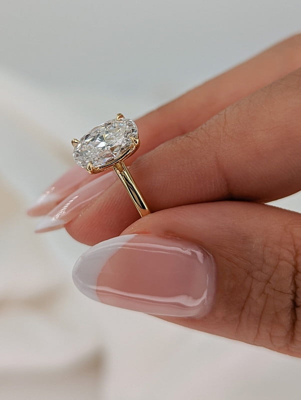 Jewelerix 2 Carat Oval Cut Moissanite Engagement Ring for Women – 14K Yellow Gold Solitaire Ring, Classic Minimalist Bridal Jewelry Gift
