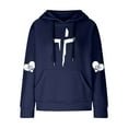 thumbnail image 4 of DDAPJ pyju Cross Graphic Hoodies for Women Waffle Knit Hooded Sweatshirt Loose Casual Pullover Hoodie Christian Blessed Sweatshirts with Kangaroo Pocket Prime Blue S, 4 of 6