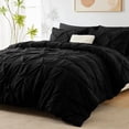 thumbnail image 6 of Twin Comforter Set - 5 Pieces Comforters Twin Size Black, Pintuck Bed in A Bag Pinch Pleat Bedding Sets with All Season Comforter, Flat Sheet, Fitted Sheet and Pillowcases & Shams, 6 of 6