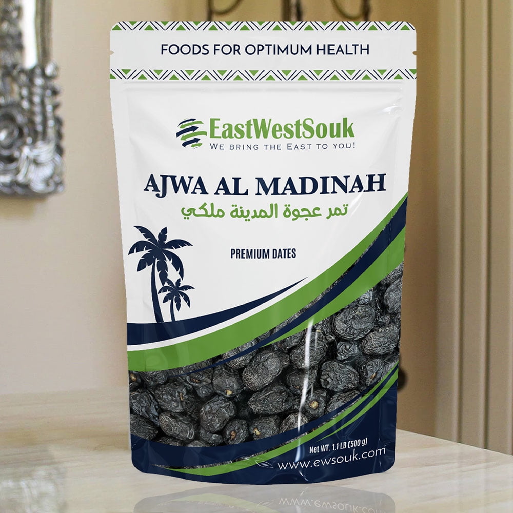 Premium Ajwa Al Madina Dates, Saudi Arabia 2.2lb Fiber-Rich Snack Dry Fruit
