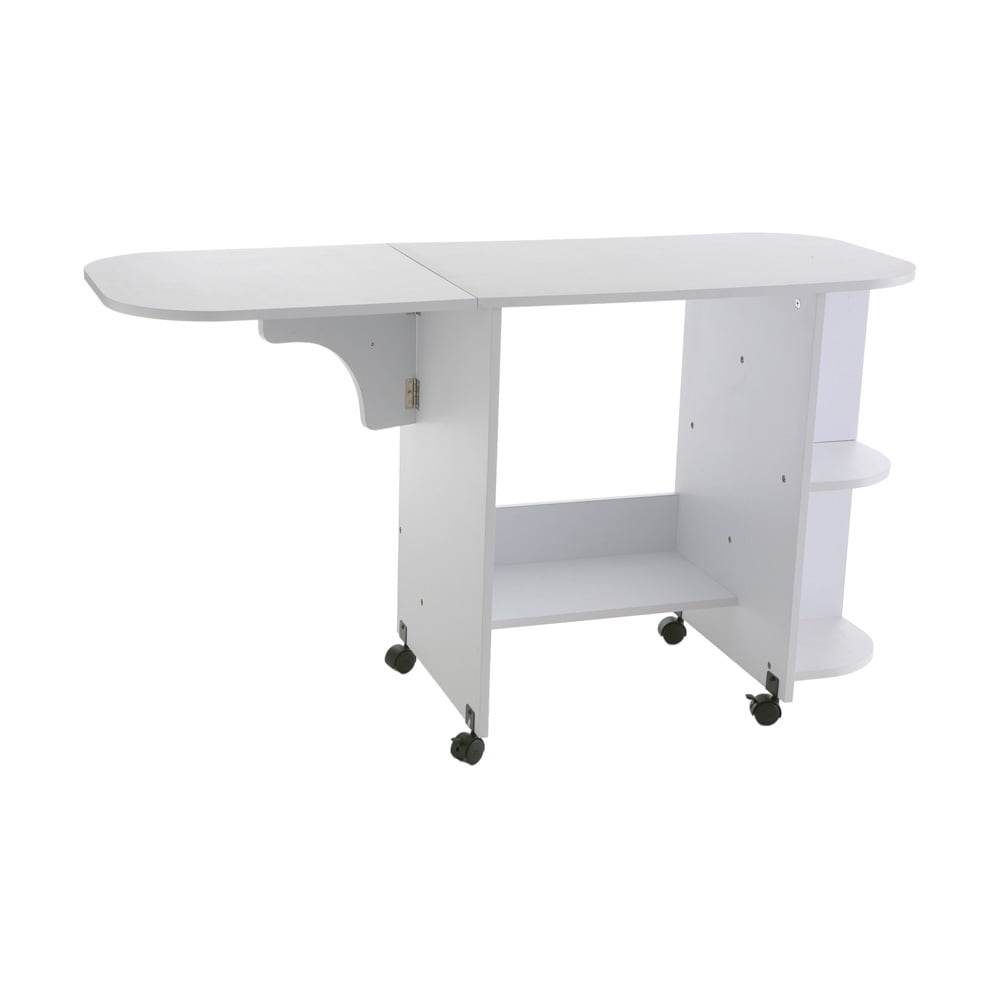 Southern Enterprises Eaton Rolling Craft Station Sewing Table 31.5 Wide Turquoise Finish 
