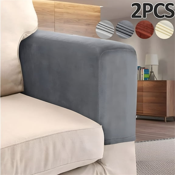 AUQ Couch Arm Covers Sofa Armrest Cover Sofa Arm Slipcovers Elastic Sofa Arm Covers Non Slip Furniture Protector Armchair Slipcover Pack Of 2 (Light Grey)