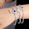 thumbnail image 2 of White Gold Plated Fashion Brand Jewelry CZ Big Heart Round Tennis Chain Bracelet, 2 of 9