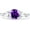 Amethyst Cubic Zirconia with White Tone, variant on Trilogy Ring Round Pear Teardrop White Opal Yellow Tone 925 Sterling Silver, Size 10