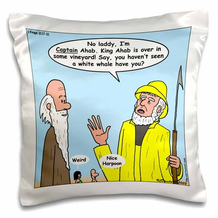 3dRose 1st Kings 21 1 2 17 21 Thar She Blows Bible Elijah king ahab captain Ahab harpoon white whale, Pillow Case, 16 by 16-inch