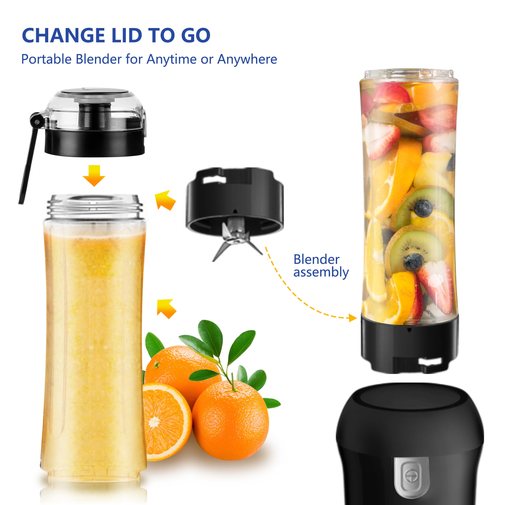 Secura 300W Personal Blender for Shakes and Smoothies, Stainless Blade