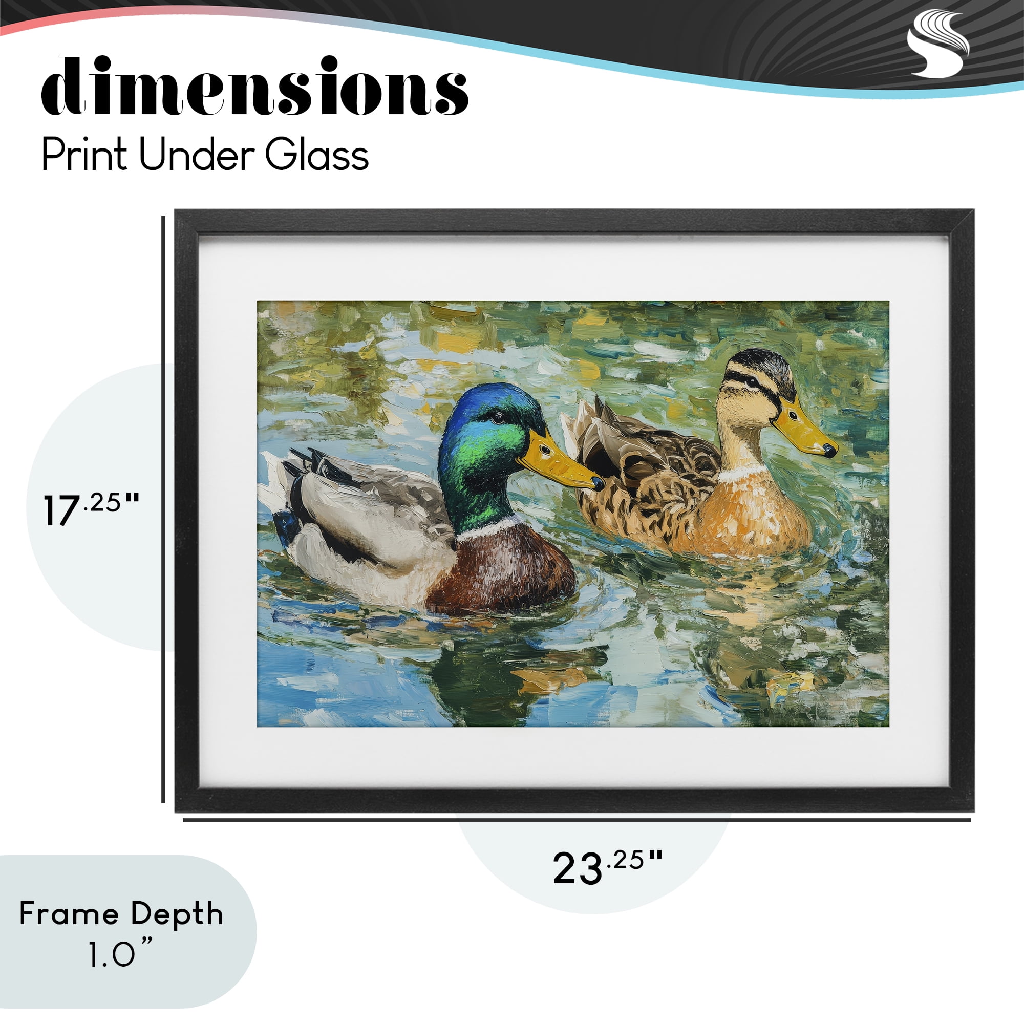 Stupell Industries Ducks Out For A Swim Black Framed Print Under Glass, design by Petal Prints Design