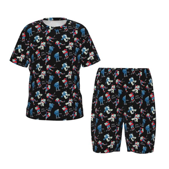Balery Play Hockey Conjunto de Pijama Infantil de Manga Corta con Estampado – Ropa de Dormir de Algodón Suave-Medium