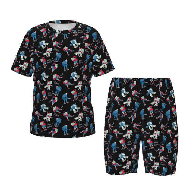 Balery Play Hockey Conjunto de Pijama Infantil de Manga Corta con Estampado – Ropa de Dormir de Algodón Suave-3X-Large