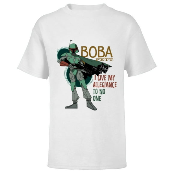 Star Wars Boba Fett I Give My Allegiance to No One - Short Sleeve T-Shirt for Kids - Customized-White