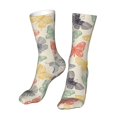 thumbnail image 6 of Xecao Butterfly Print Fashion No Heel Casual Crew Socks Cushioned Breathable for Men Women - Moisture wicking,Not easy to fade Suitable for daily, 6 of 7