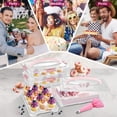 thumbnail image 2 of ARC 3-Tiers Cupcake Carrier Pink - Cupcake Portable Storage Box Dessert Holder With Lid and Handle,Great For Party.Cake Transport Container Store Up To 36 Cupcakes or 3 Large Cakes., 2 of 6