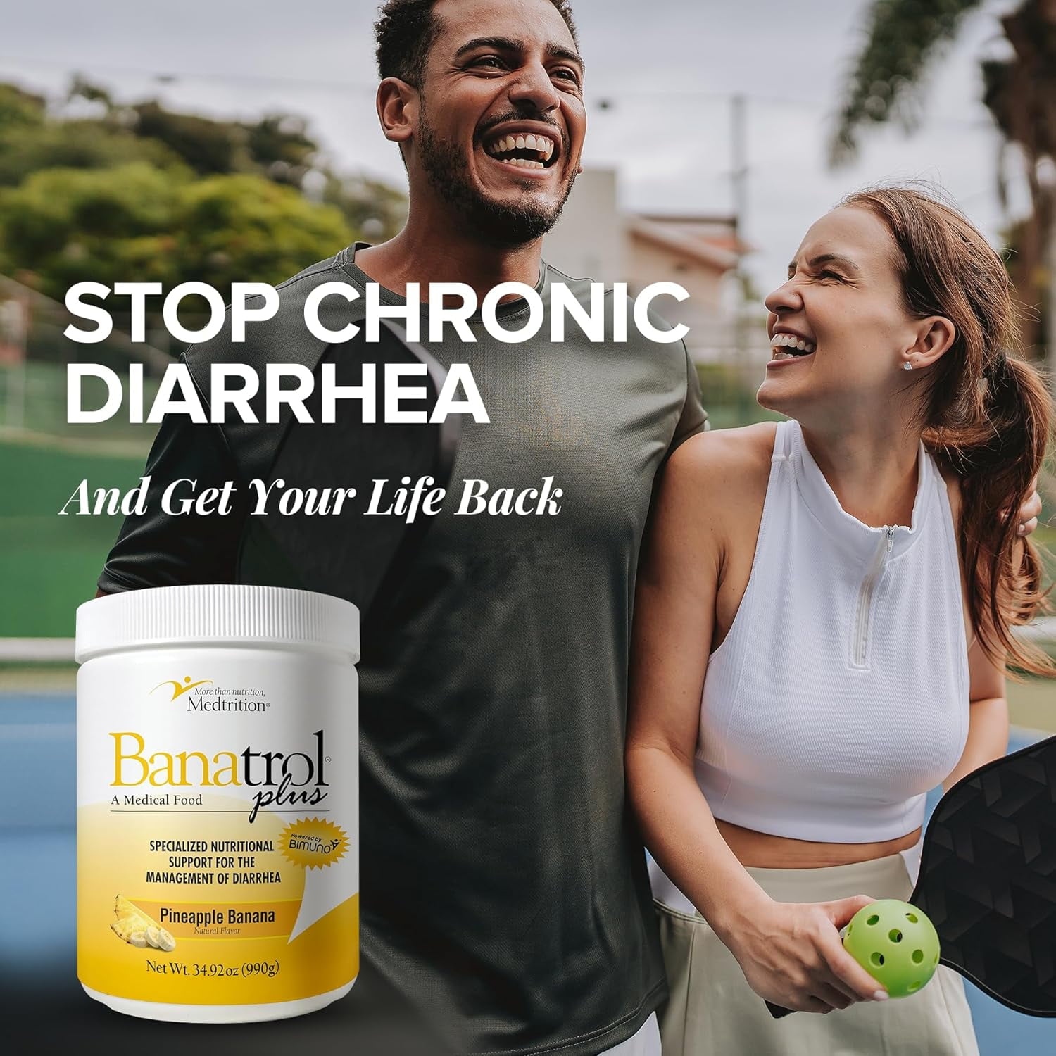 Medtrition Banatrol® Natural Anti-Diarrheal with Prebiotics, Relief from Chronic Diarrhea, IBS, Recurring Diarrhea, Clinically Supported Medical Food, Non-Constipating 90 Servings (Pineapple)