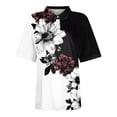 thumbnail image 2 of NAMTYQX Trendy Tops for Women 2025 Trendy Baggy Short Sleeve Comfort Casual Plus Size Soft Lapel Button V Neck Black Size L, 2 of 4