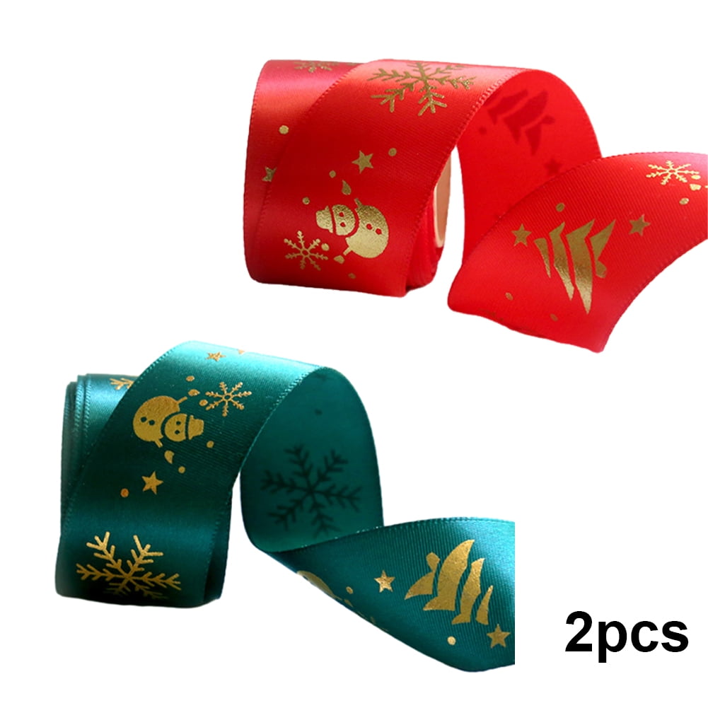 CSCHome 2PCS Christmas Printed Ribbon DIY Christmas Gift Wrapping