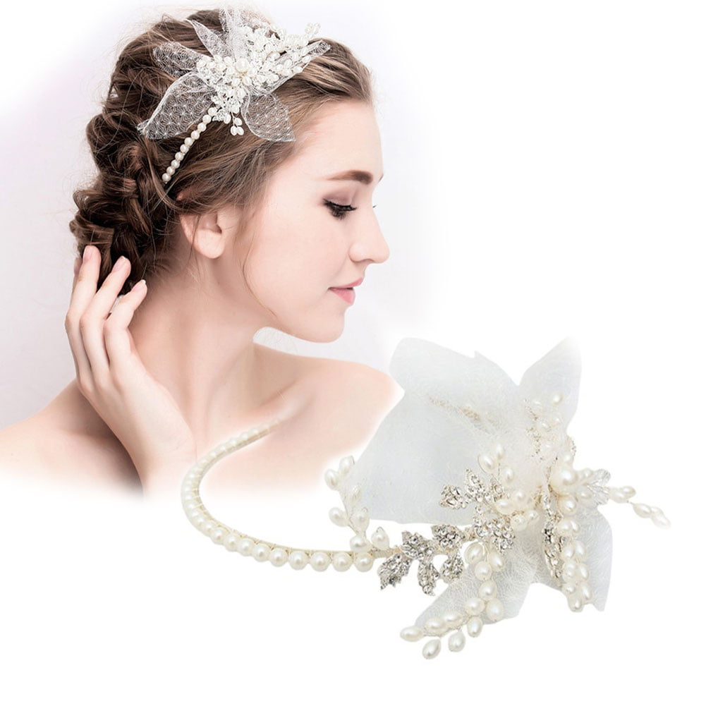 1PC Hair Band Fashion Faux Pearls Crystal Hairband Bridal Wedding Accessories 