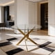 thumbnail image 1 of Mesa Redonda Comedor Blue Room Denver 4 Personas Cristal Vidrio Base Cromada Color Dorado Estilo Luxury Moderno 100 x 100 x 75 cm, 1 of 6