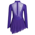 thumbnail image 3 of iixpin Girls Gymnastics Leotard Dress Irregular Figure Ice Skating Dresses Outfit Lyrical Ballet Dancewear Purple 16, 3 of 6