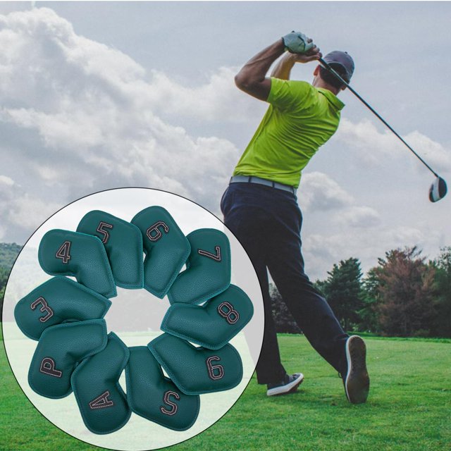 10 piezas Golf Headcover ,,7,8,9, Número de shamjiam Cubierta de cabeza de hierros de golf
